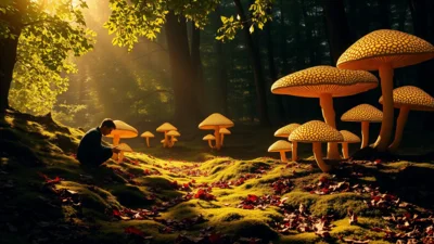 Sen o sbírání hub v lese